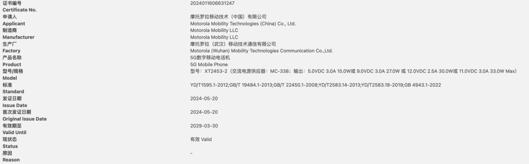 摩托羅拉Razr 50通過認證,支持 33W充電、大外屏設(shè)計
